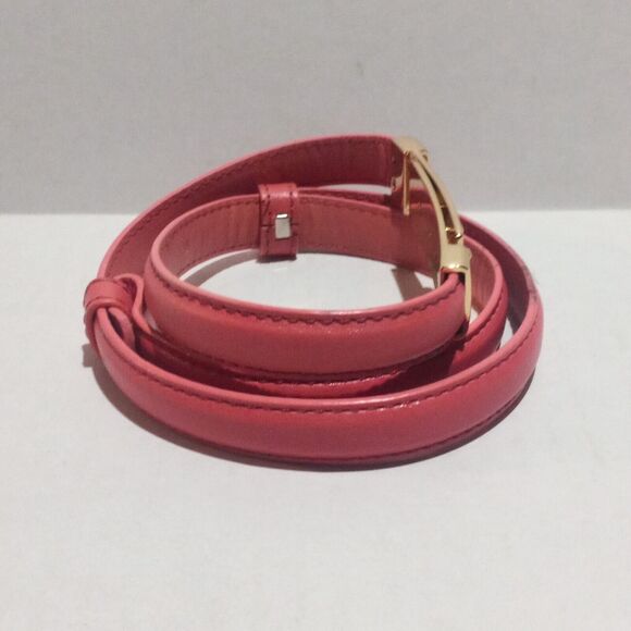 J.McLaughlin Pink Leather Skinny Belt-Size S/M-Gold Hardware-Adjustable- - Picture 4 of 9